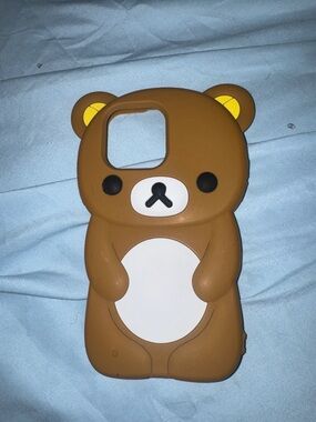 Cute Bear Silicone Phone Case - Brown & White